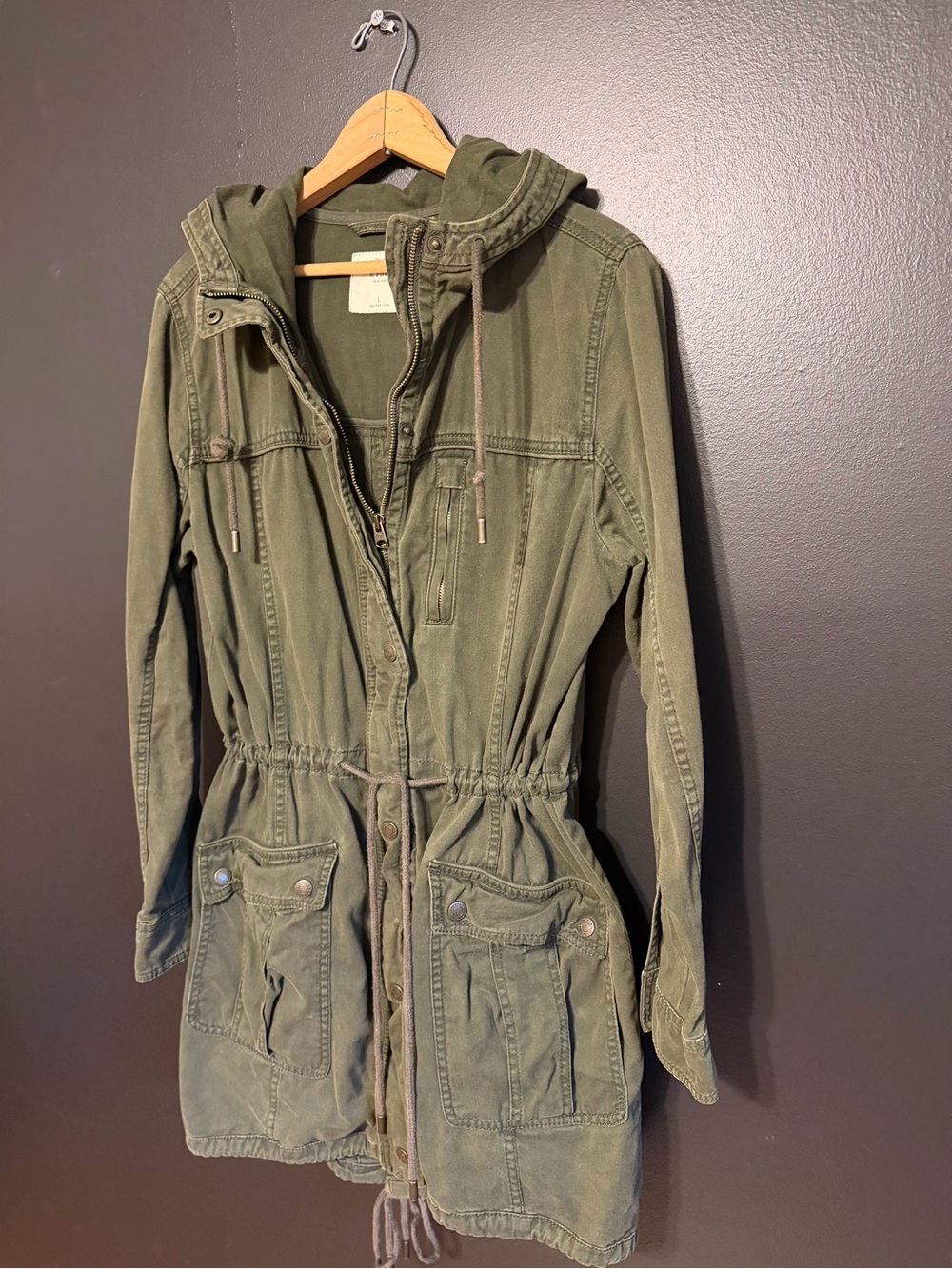 Abercrombie & Fitch Olive Green Hooded Utility Jacket - Women's